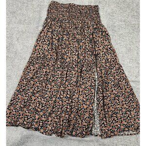 Natural Life Skirt Womens Medium Black Pink Floral Maxi Tiered Boho Peasant